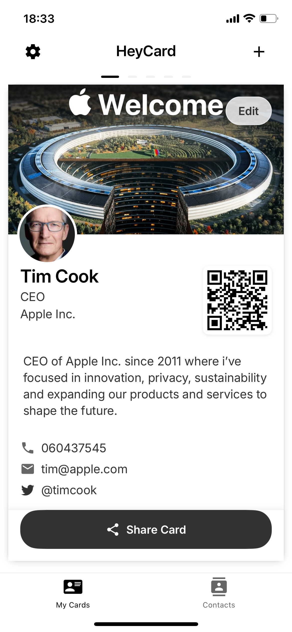 HeyCard App Screenshot